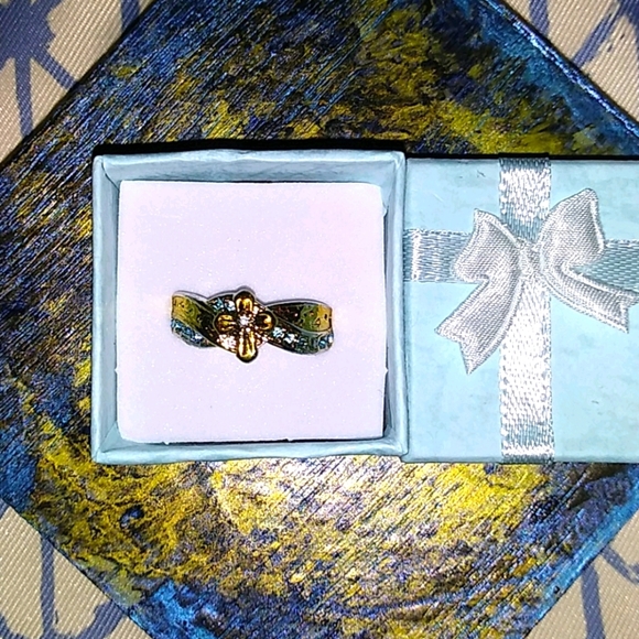 925 Sterling cross +footprint ring - Picture 4 of 10